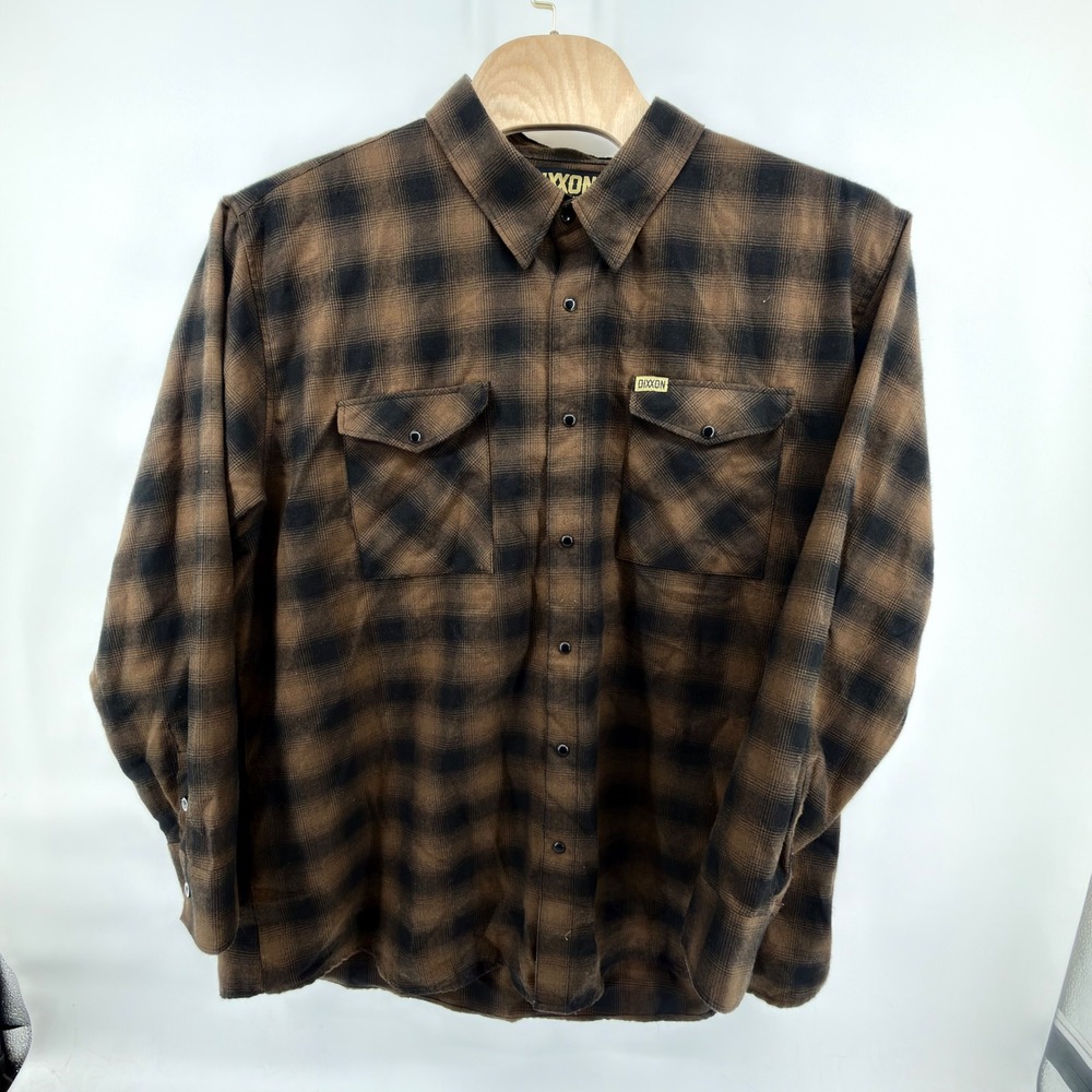 Dixxon Flannel Co‎ The Chachi Men 4X Brown Black Plaid Long Sleeve Shirt D-Tech
